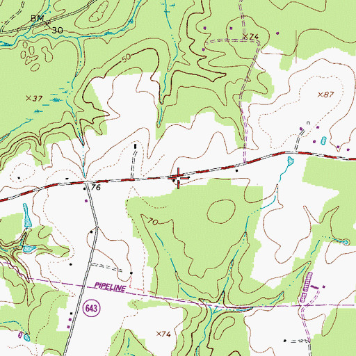 Topographic Map of Blackwater School (historical), VA