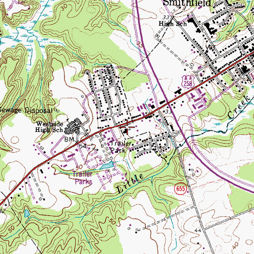 Topographic Map of Browns African Methodist Episcopal Church, VA