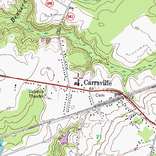 Topographic Map of Carrsville Elementary School, VA