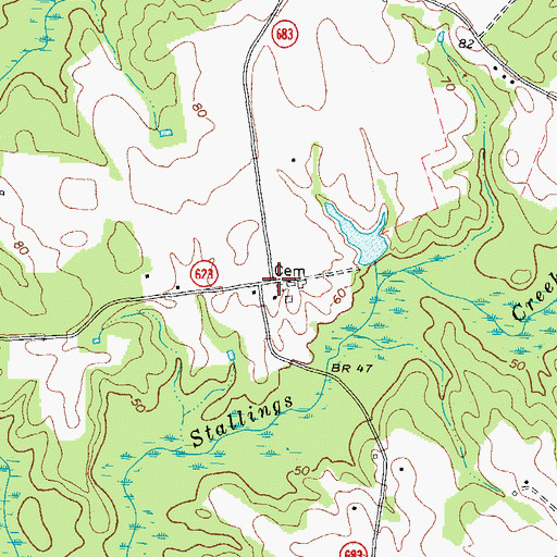 Topographic Map of Gwaltney Crossroads, VA