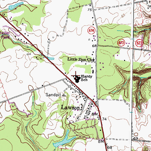 Topographic Map of Hardy Elementary School, VA