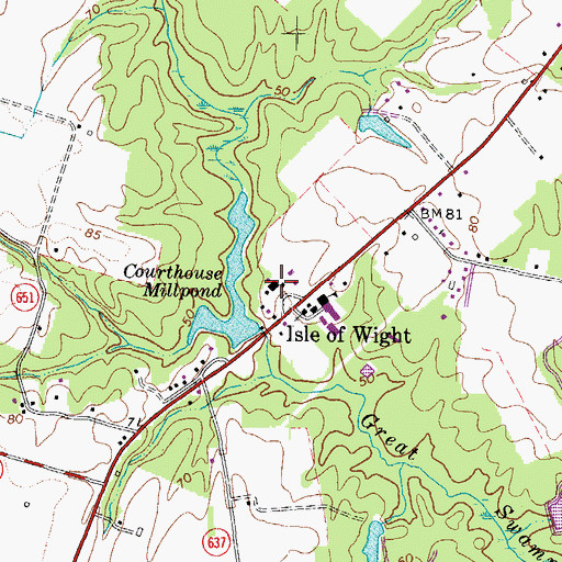Topographic Map of Isle of Wight County Courthouse, VA