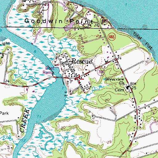 Topographic Map of Rescue Post Office, VA