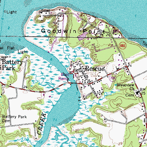 Topographic Map of Rescue Yacht Basin, VA