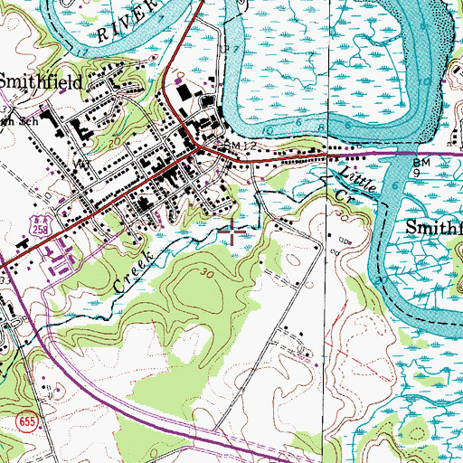 Topographic Map of Smithfield Baptist Church, VA