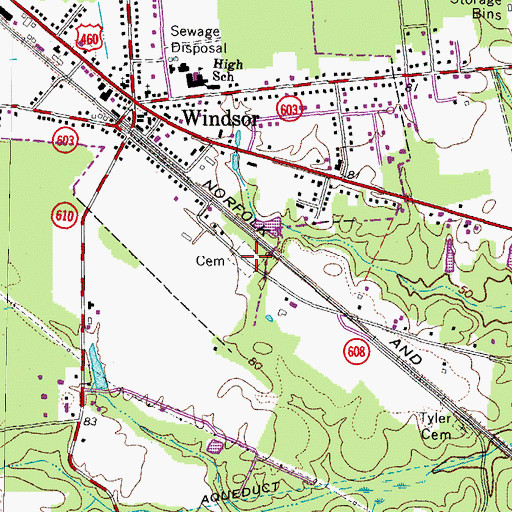 Topographic Map of Windsor Cemetery, VA