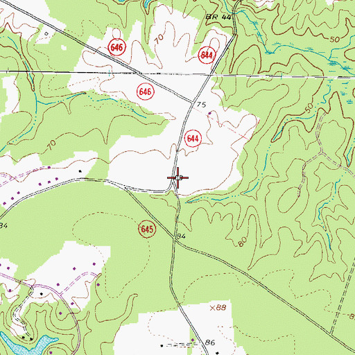 Topographic Map of Whitleys Crossroads, VA