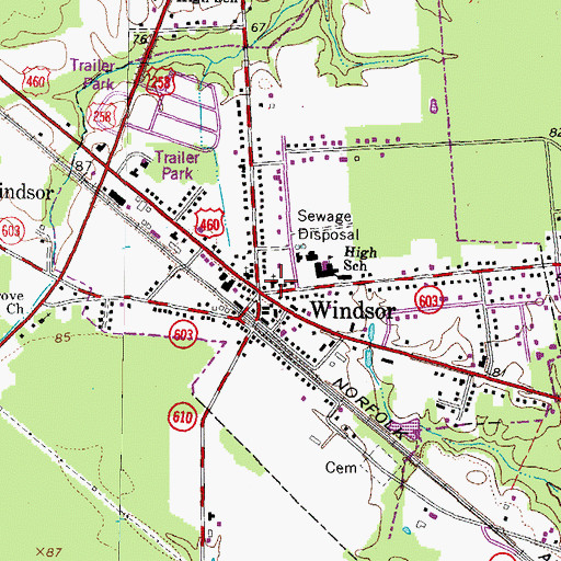 Topographic Map of Windsor Baptist Church, VA
