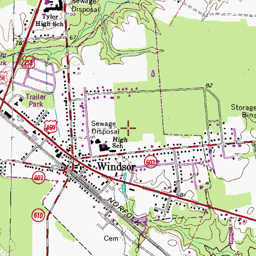 Topographic Map of Windsor High School, VA