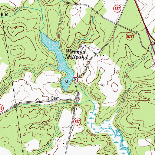 Topographic Map of Wrenns Mill (historical), VA