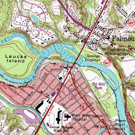 Topographic Map of Amaret Shopping Center, VA