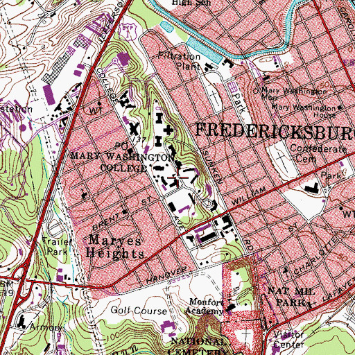 Topographic Map of George Washington Hall, VA
