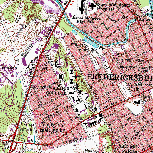 Topographic Map of Monroe Hall, VA