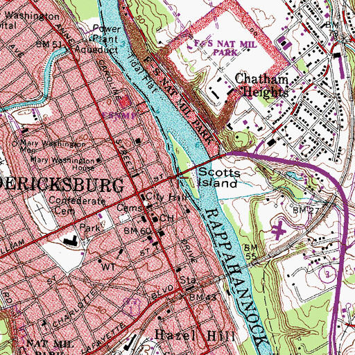 Topographic Map of Old Stone Warehouse Archives-Museum, VA