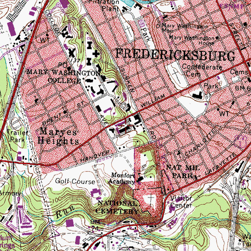 Topographic Map of Park and Shop Shopping Center, VA