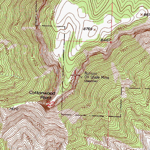 Topographic Map of Rulison Oil Shale Mine, CO