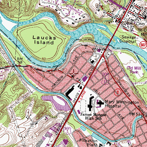 Topographic Map of Saint Lukes Anglican Church, VA