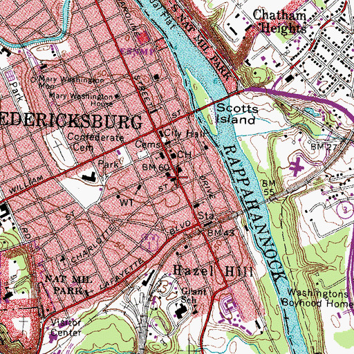 Topographic Map of Saint Marys Catholic Church, VA