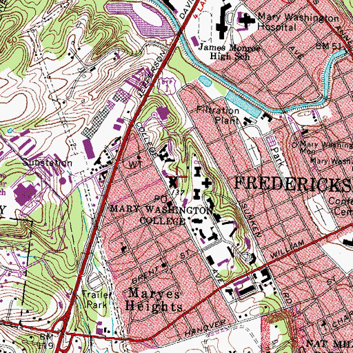 Topographic Map of Seacobeck Hall, VA