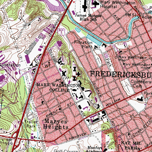Topographic Map of Virginia Hall, VA