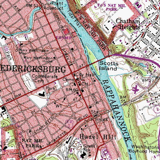 Topographic Map of Wallace Memorial Library, VA