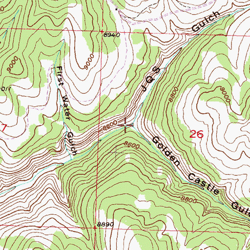 Topographic Map of Golden Castle Gulch, CO