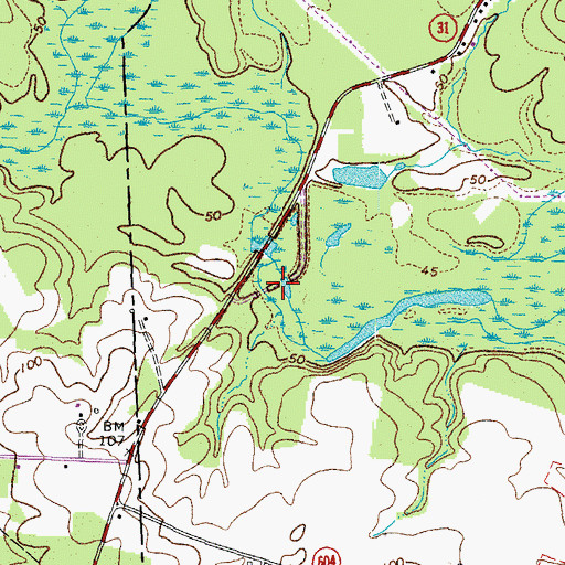 Topographic Map of Birchen Island Bridge (historical), VA