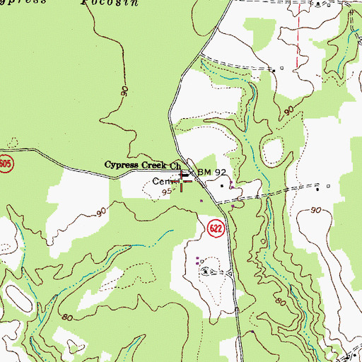 Topographic Map of Cypress Cemetery, VA