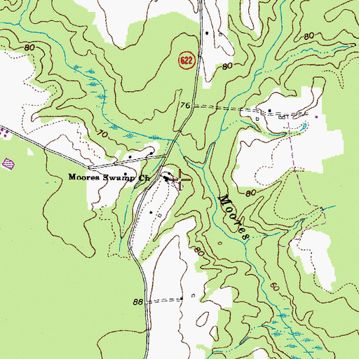 Topographic Map of Moores Swamp Cemetery, VA
