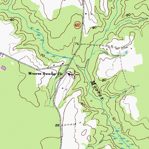 Topographic Map of Moores Swamp Cemetery, VA