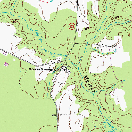 Topographic Map of Moores Swamp School (historical), VA