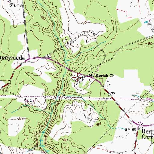 Topographic Map of Mount Moriah Cemetery, VA