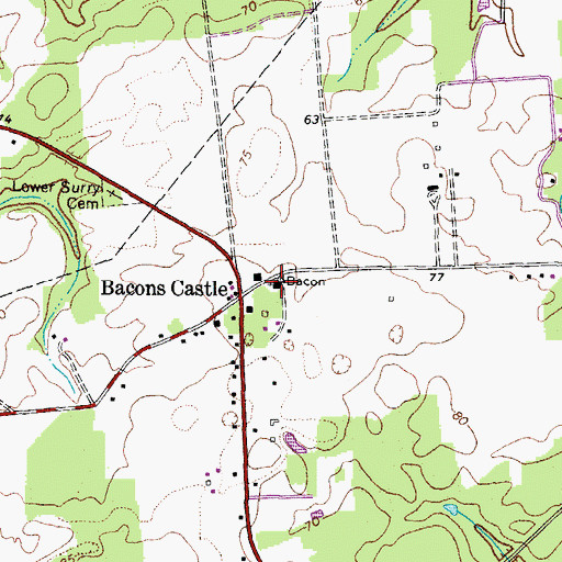 Topographic Map of Old Brick Church, VA