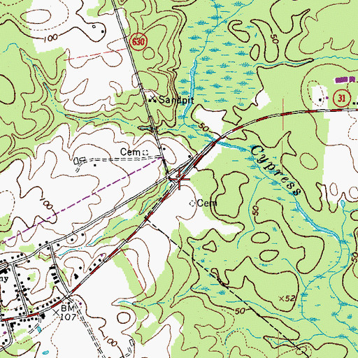 Topographic Map of Sexton (historical), VA