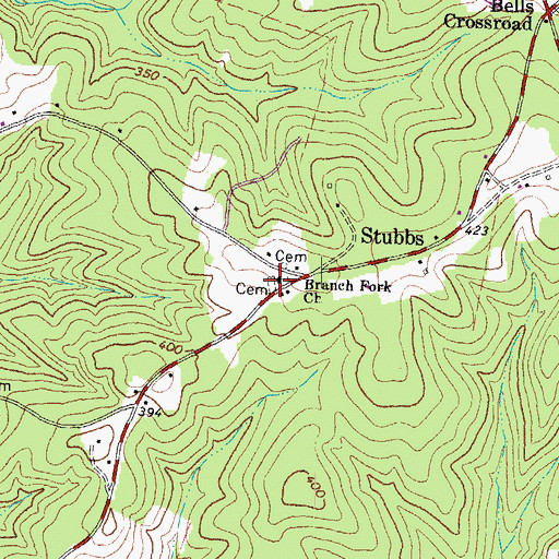 Topographic Map of Branch Fork Baptist Church Cemetery, VA