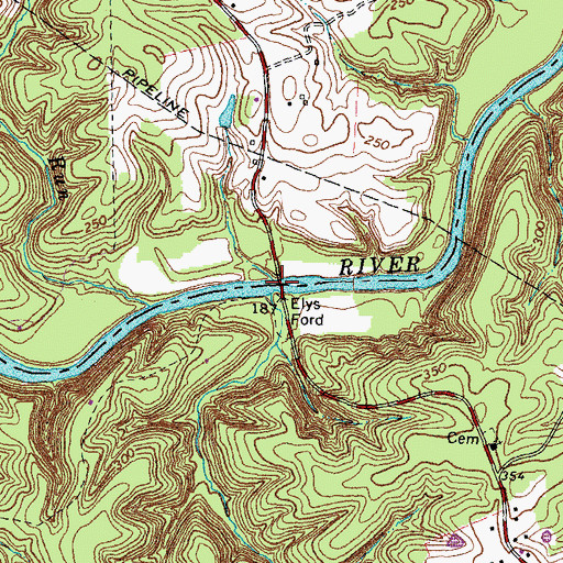Topographic Map of Elys Ford, VA
