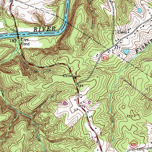 Topographic Map of Elys Ford Church, VA