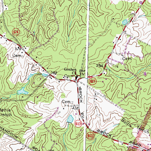 Topographic Map of Goshen Baptist Cemetery, VA