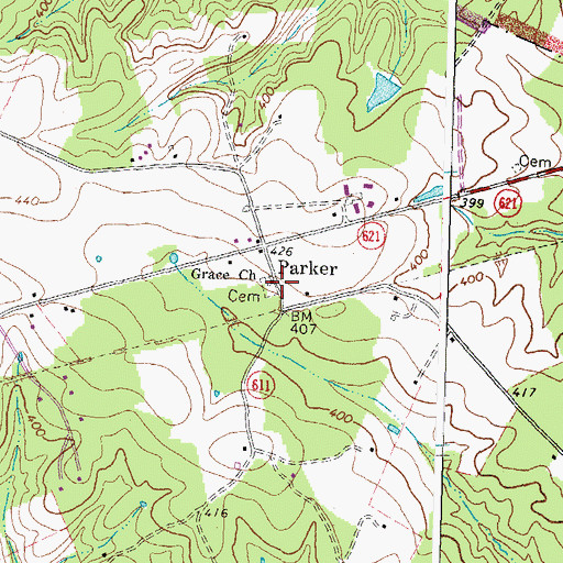 Topographic Map of Grace Methodist Church Cemetery, VA
