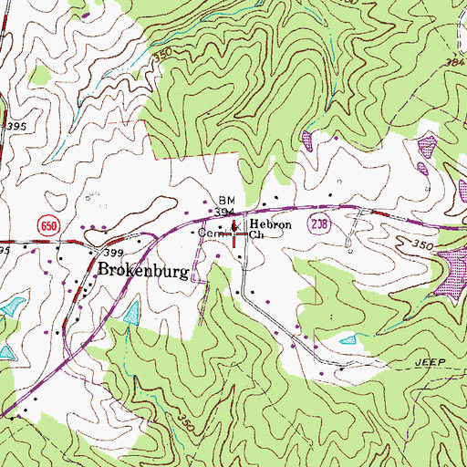 Topographic Map of Hebron Baptist Church Cemetery, VA