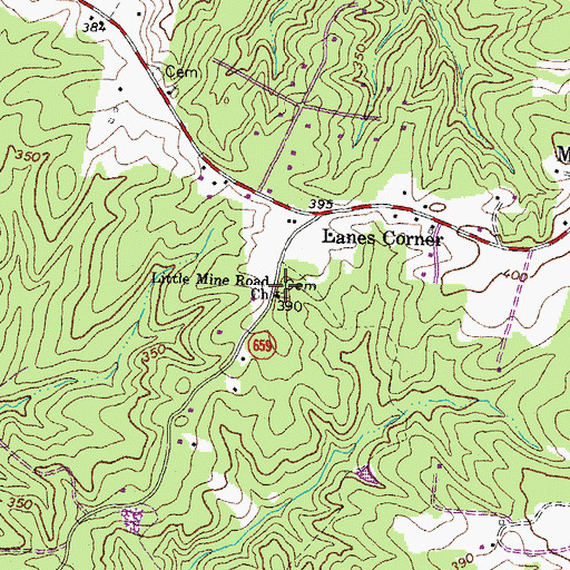 Topographic Map of Little Mine Road Cemetery, VA