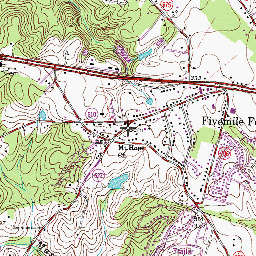 Topographic Map of Mount Hope Baptist Church Cemetery, VA