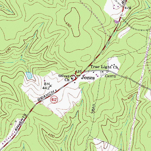 Topographic Map of Olivet United Methodist Church Cemetery, VA