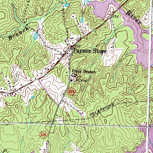 Topographic Map of Piney Branch Baptist Cemetery, VA