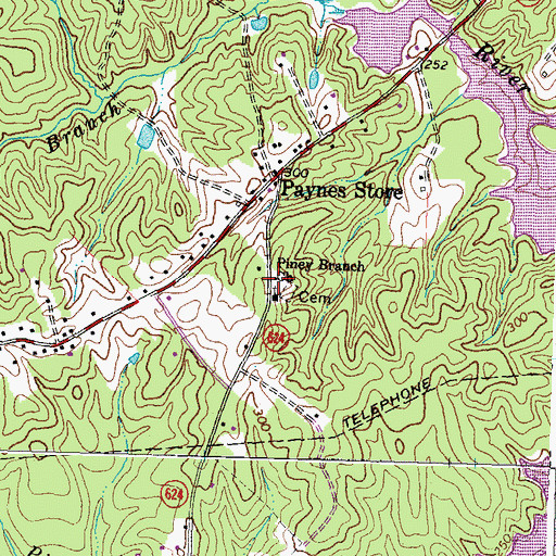 Topographic Map of Piney Branch School (historical), VA