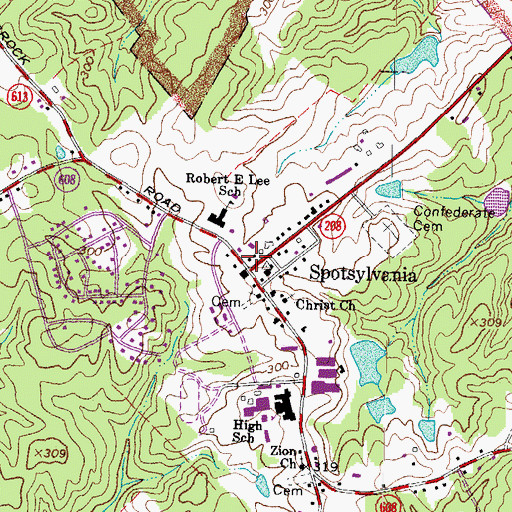 Topographic Map of Spotsylvania Branch Central Rappahannock Regional Library, VA