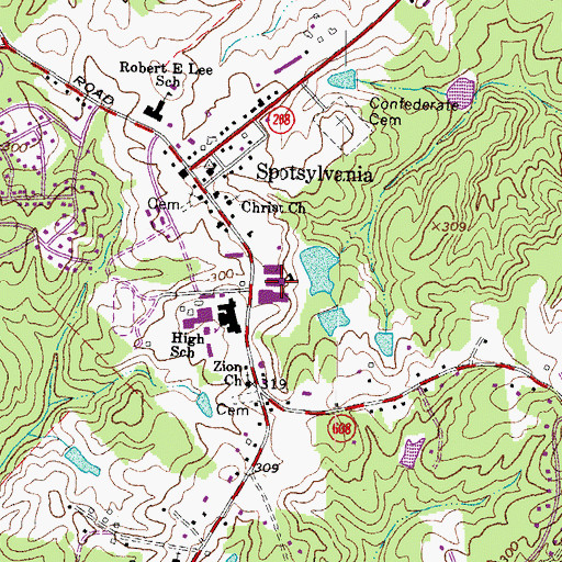 Topographic Map of Spotsylvania Middle School, VA