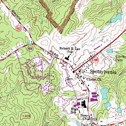 Topographic Map of Spotsylvania Post Office, VA