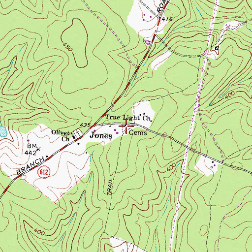 Topographic Map of True Light Cemetery, VA