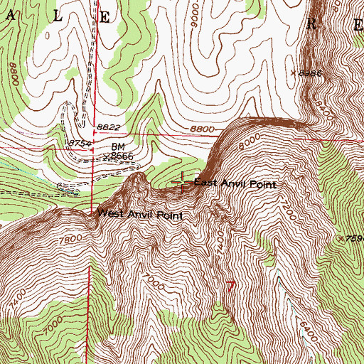 Topographic Map of East Anvil Point, CO